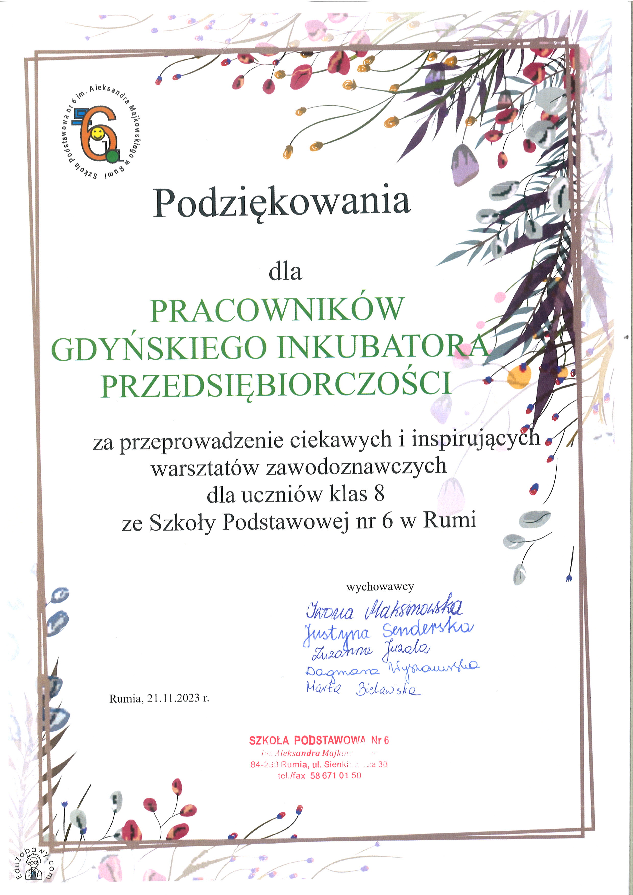 podziekowanie